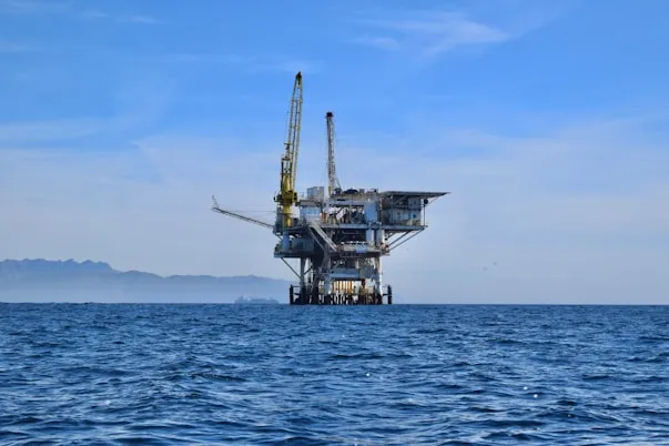 Offshore oil rig platform at sea